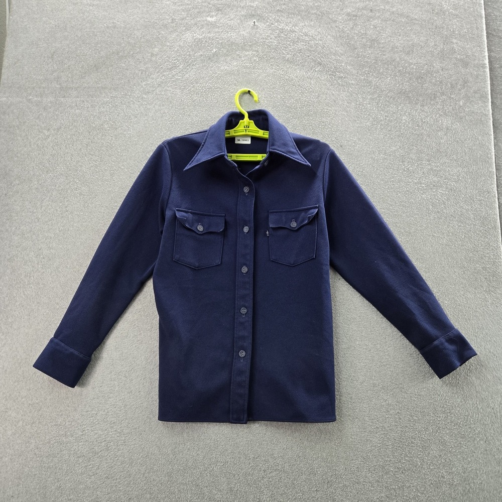 VINTAGE Levi's Women Button Up Shirt 13/14 70s Blue Western Flannel Work